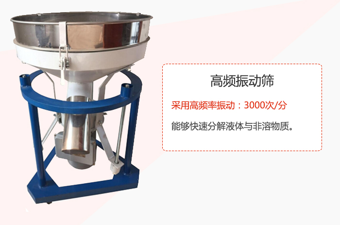 高頻振動篩采用高頻率振動：3000次/分 ，能夠快速分解液體與非溶物質。