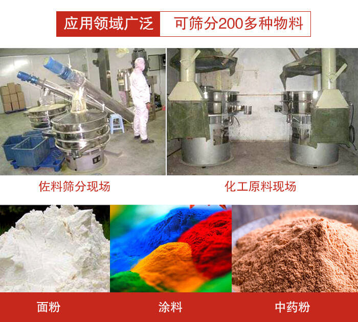 不銹鋼振動篩應用領(lǐng)域廣泛可篩分200多種物料。