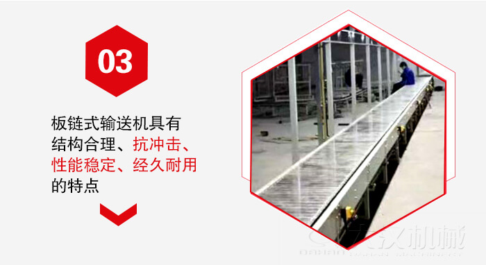 板鏈輸送機具有抗沖擊性能穩定，經久耐用的的特點展示圖